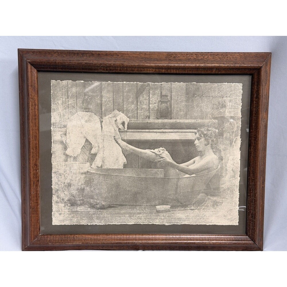Americana Woman Bathing HENDRICKSON Sepia Print Picture Peddler Hollywood #179